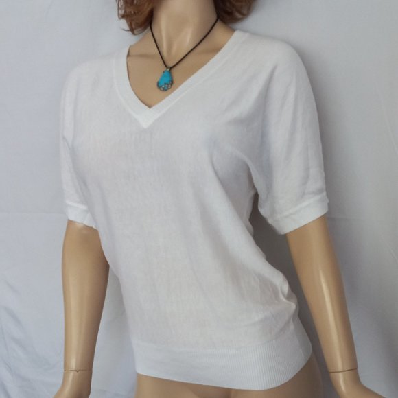 MICHAEL Michael Kors White Cold Shoulder V-Neck Top Sz S  Perfect 4 Any Occasion - Picture 4 of 8